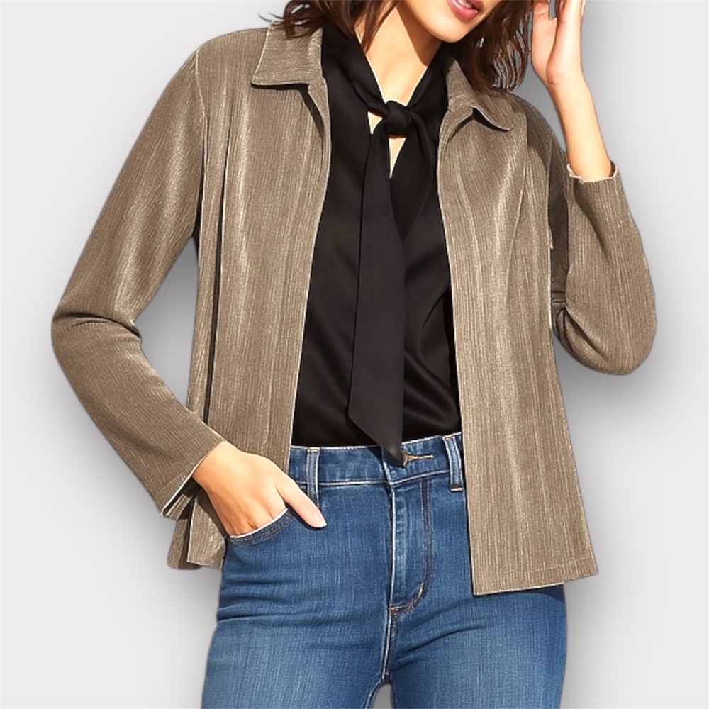 Vintage Metallic Open Front Top